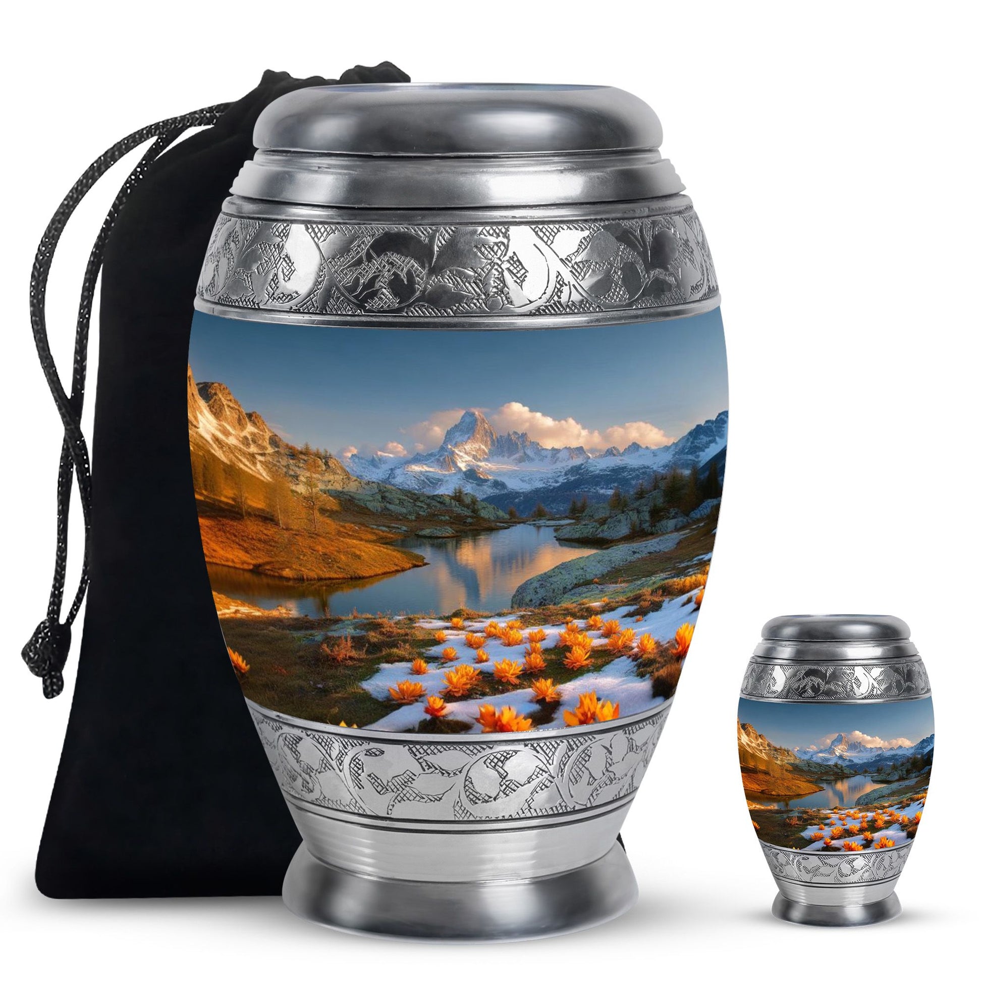 Nature Theme Large Urn With 1 Keepsake Urn