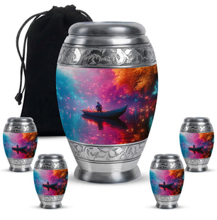Fantasy Forest Theme Large Urn With 4 Keepsake Urn
