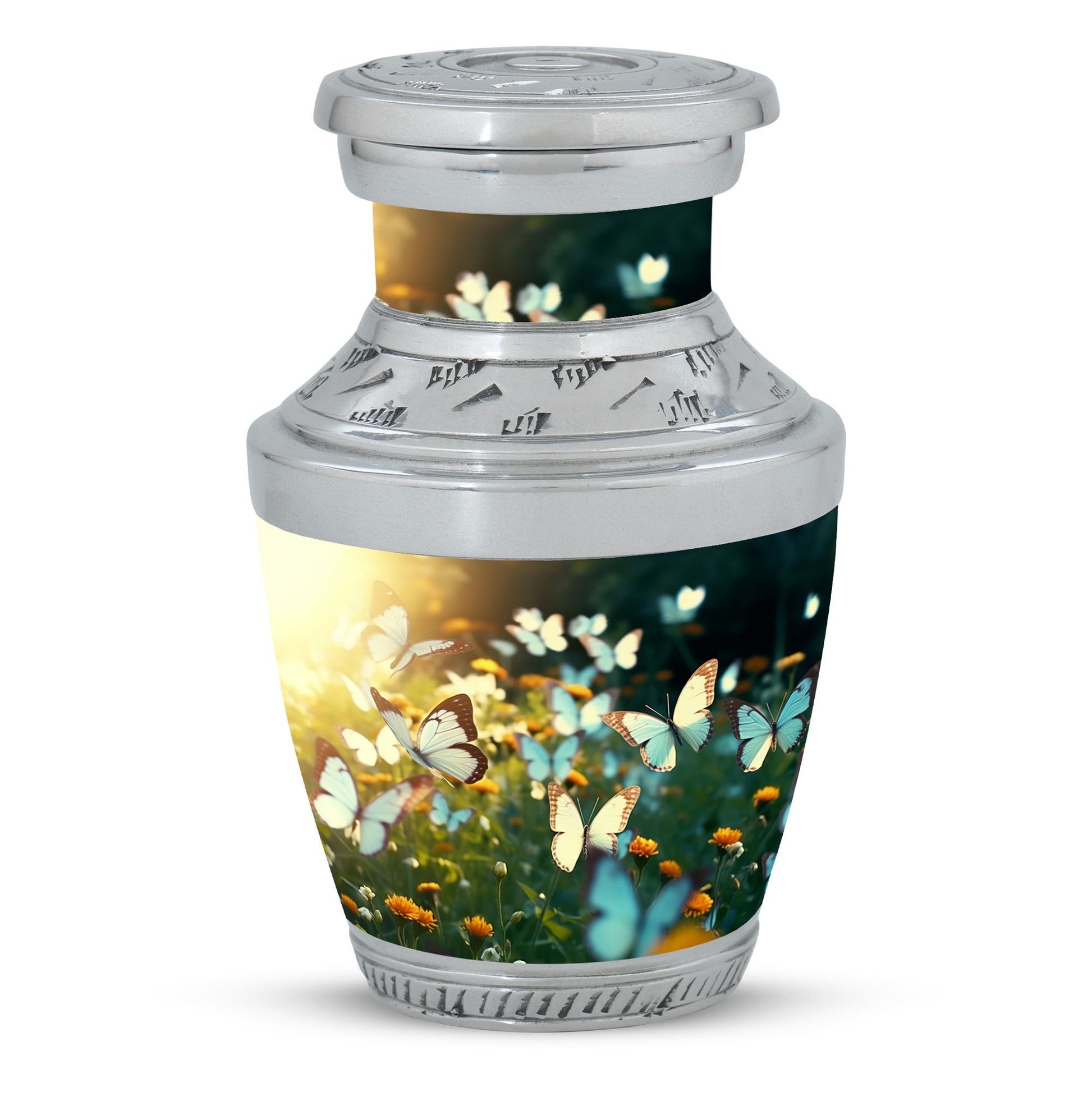 Butterflies Fly In A Meadow Large Teardrop Urn For Ashes