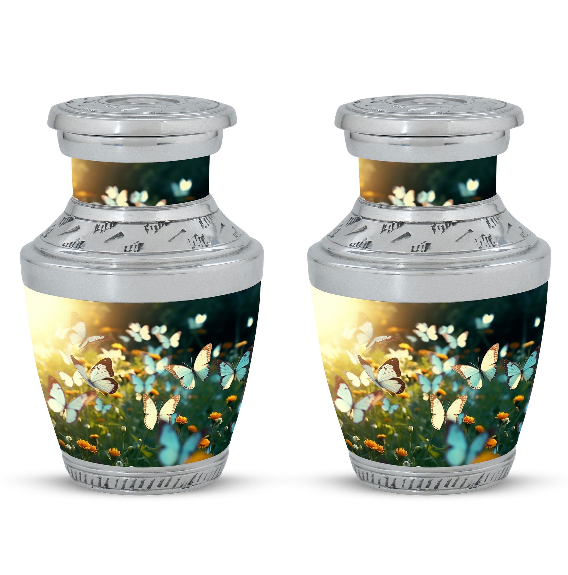 Butterflies Fly In A Meadow Large Teardrop Urn For Ashes