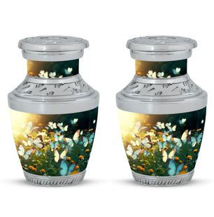 Butterflies Fly In A Meadow Large Teardrop Urn For Ashes