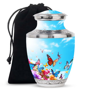 Blue Butterlies- Butterfly Urn Teardrop Cremation Urn