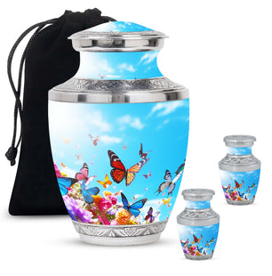Blue Butterlies- Butterfly Urn Teardrop Cremation Urn