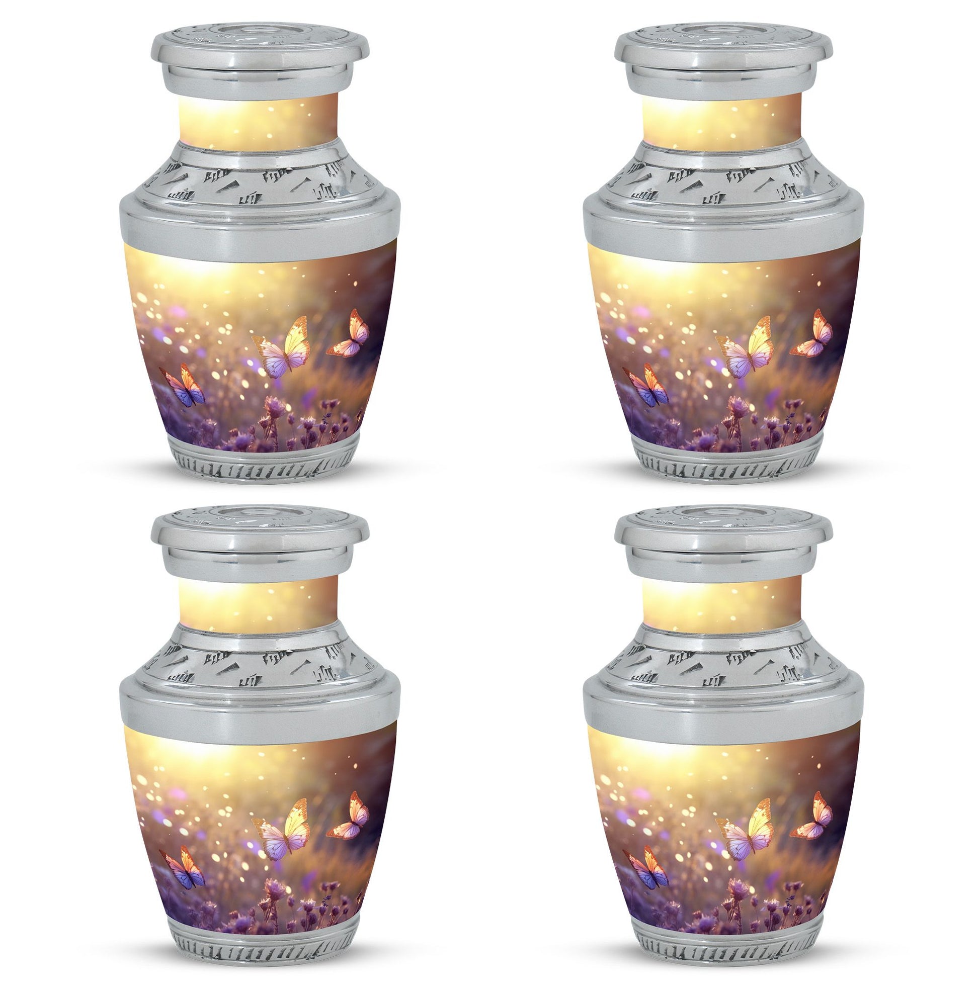 Butterflies Fly In A Sunset Meadow Teardrop Cremation Urn For Ashes
