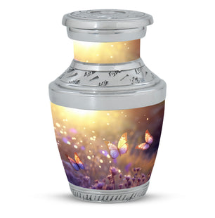 Butterflies Fly In A Sunset Meadow Teardrop Cremation Urn For Ashes