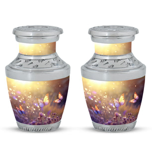 Butterflies Fly In A Sunset Meadow Teardrop Cremation Urn For Ashes