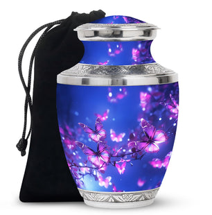 Purple Butterflies- Butterfly Urn Large Teardrop Urn For Ashes