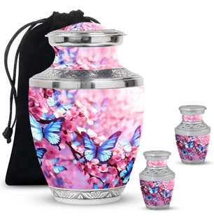 Colorful Butterflies Meadow- Butterfly Urn Teardrop Cremation Urn