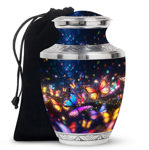 Colorfull Butterflies Meadow Teardrop Shaped Urns For Ashes