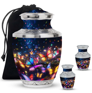 Colorfull Butterflies Meadow Teardrop Shaped Urns For Ashes