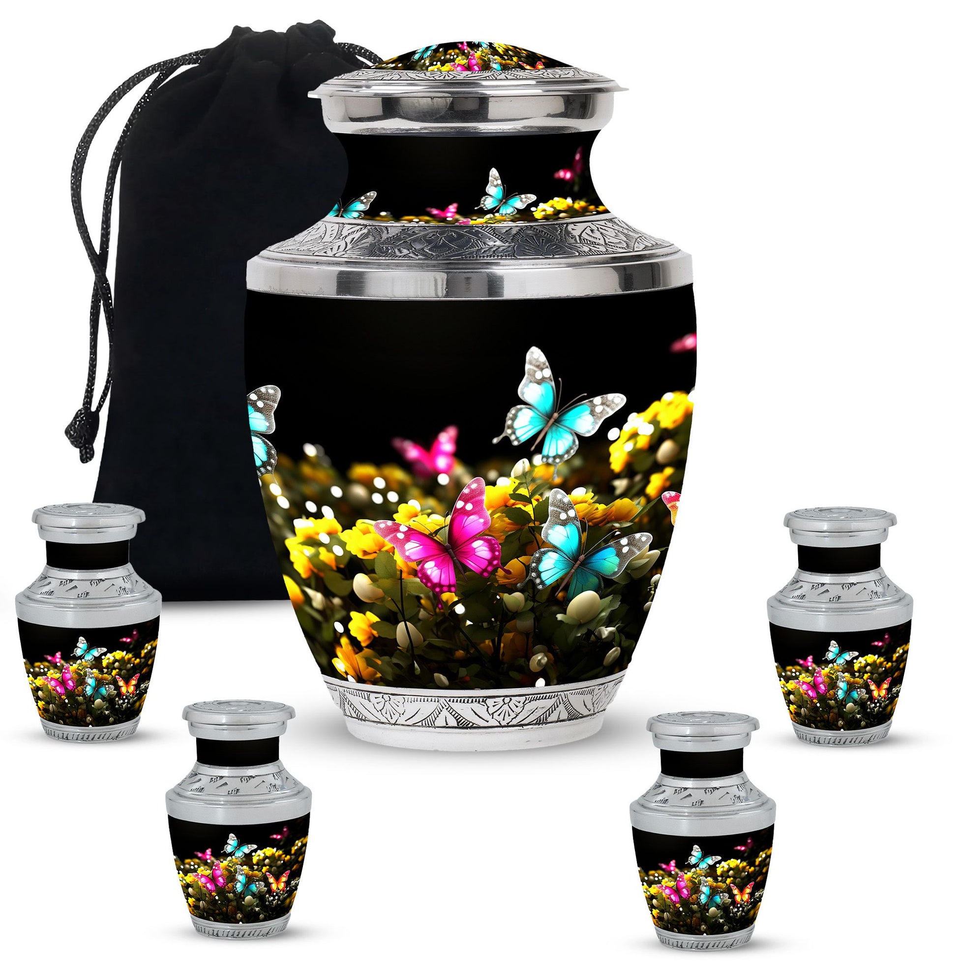 Magical Glowing Butterfly Fantasy Large Teardrop Urn For Ashes