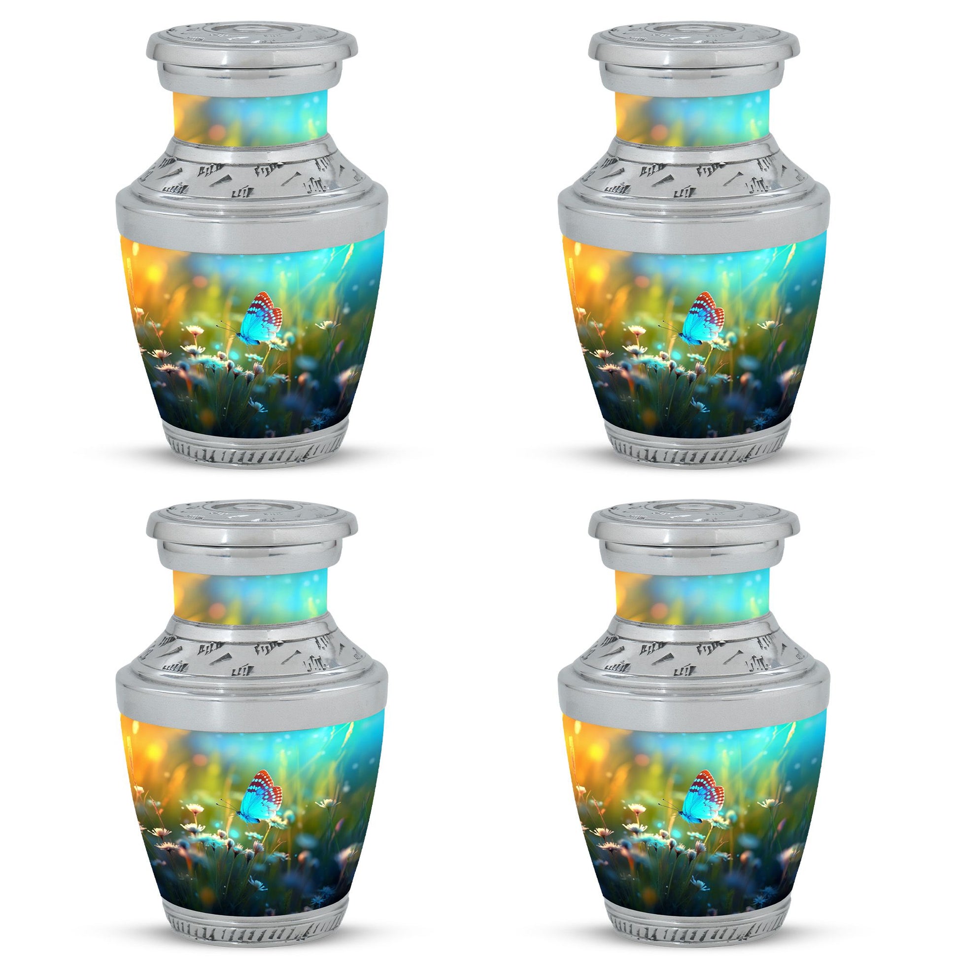 Butterflies Fly Sunset Meadow Teardrop Shaped Urns For Ashes