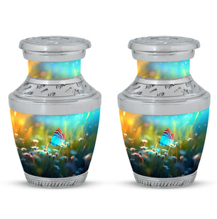 Butterflies Fly Sunset Meadow Teardrop Shaped Urns For Ashes