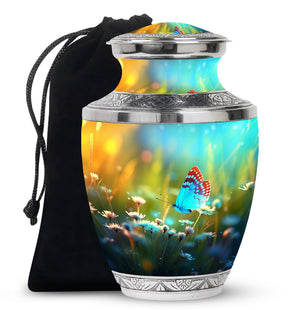 Butterflies Fly Sunset Meadow Teardrop Shaped Urns For Ashes