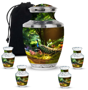 Colorfull Peacock Garden - Peacock Urn Teardrop Shaped Urns For Ashes