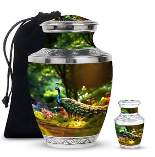 Colorfull Peacock Garden - Peacock Urn Teardrop Shaped Urns For Ashes