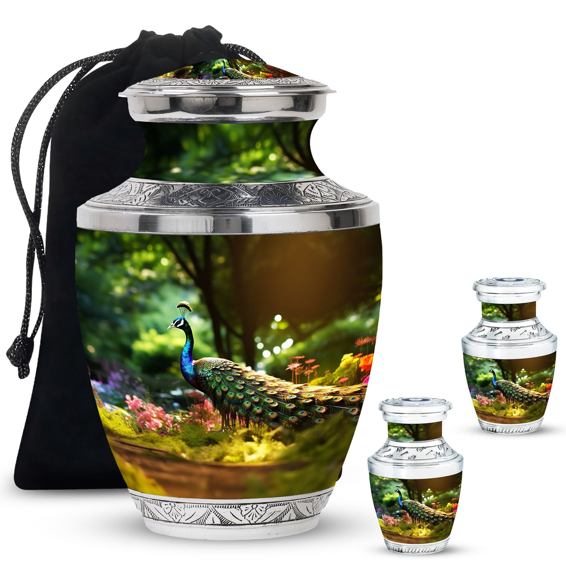 Colorfull Peacock Garden - Peacock Urn Teardrop Shaped Urns For Ashes
