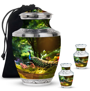Colorfull Peacock Garden - Peacock Urn Teardrop Shaped Urns For Ashes