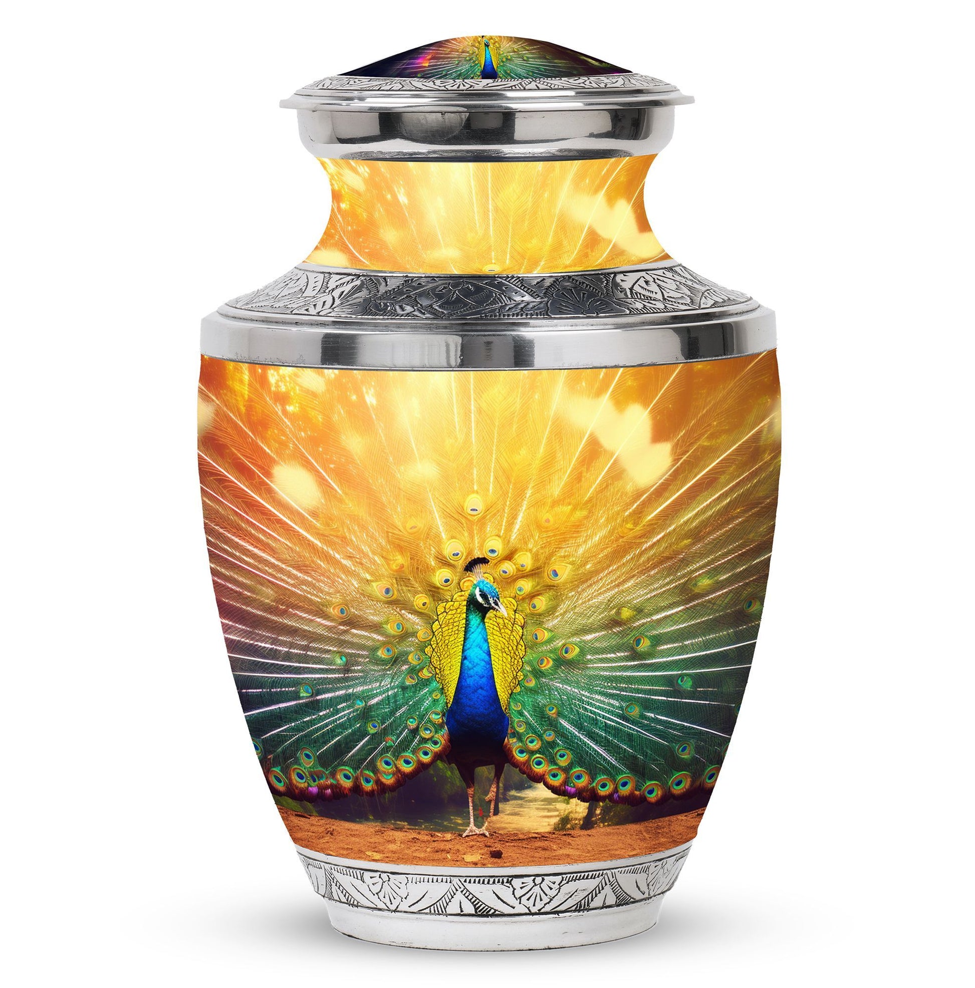 Glorious Peacock - Peacock Urn Teardrop Cremation Urn
