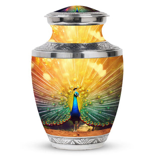 Glorious Peacock - Peacock Urn Teardrop Cremation Urn