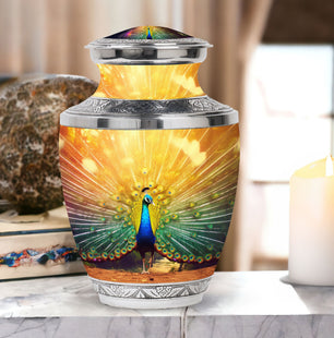 Glorious Peacock - Peacock Urn Teardrop Cremation Urn