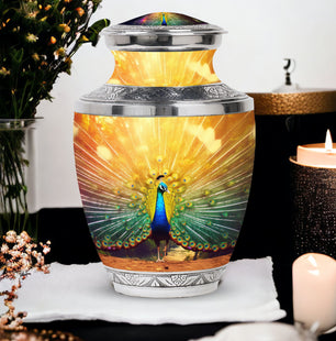 Glorious Peacock - Peacock Urn Teardrop Cremation Urn