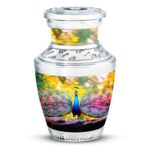 Peacock Feathers In Garden - Peacock Urn Teardrop Shaped Urn For Ashes