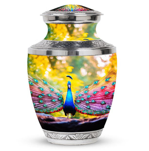 Peacock Feathers In Garden - Peacock Urn Teardrop Shaped Urn For Ashes