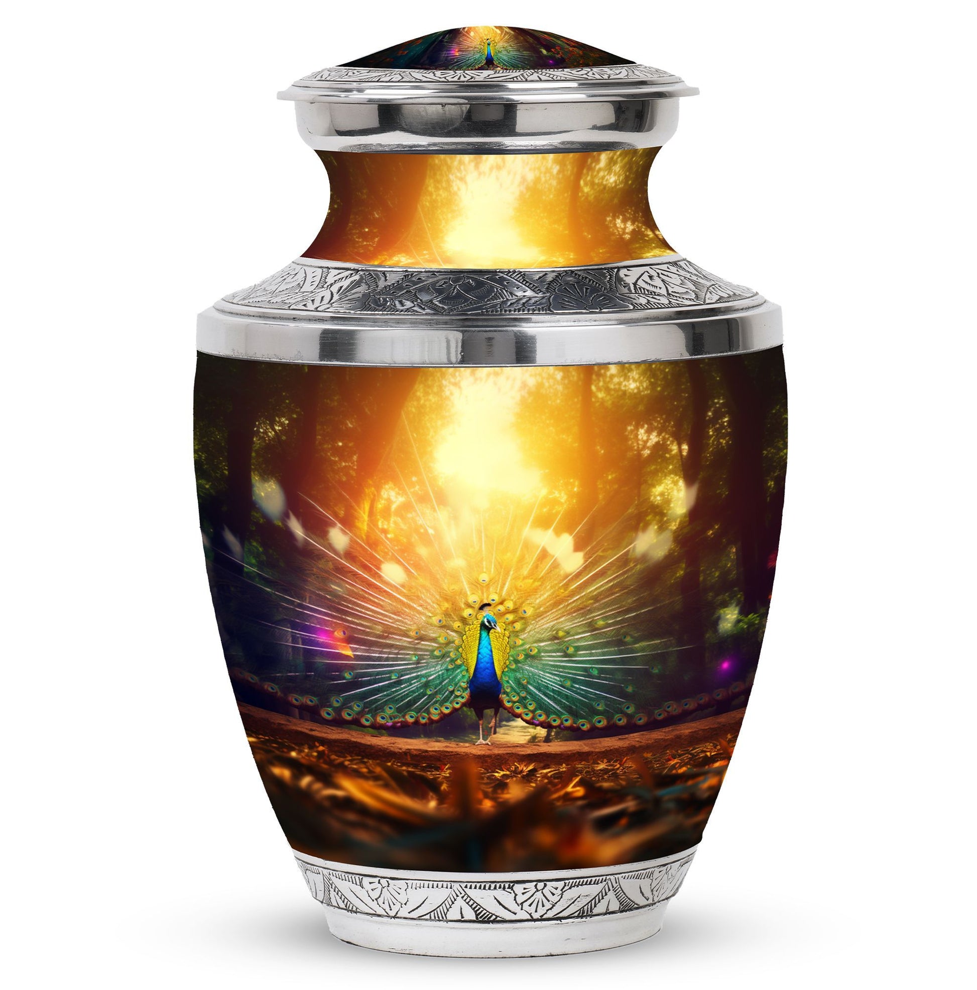 Peacock Feathers - Peacock Urn Teardrop Cremation Urn For Ashes