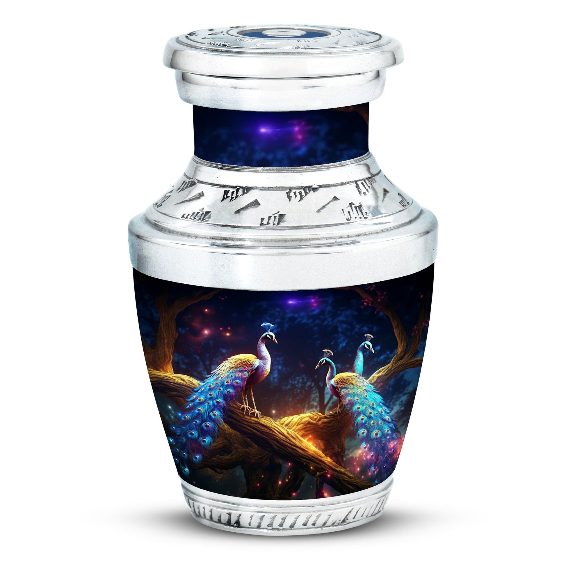 Peacock Due Face Off - Peacock Urn Teardrop Shaped Urns For Ashes