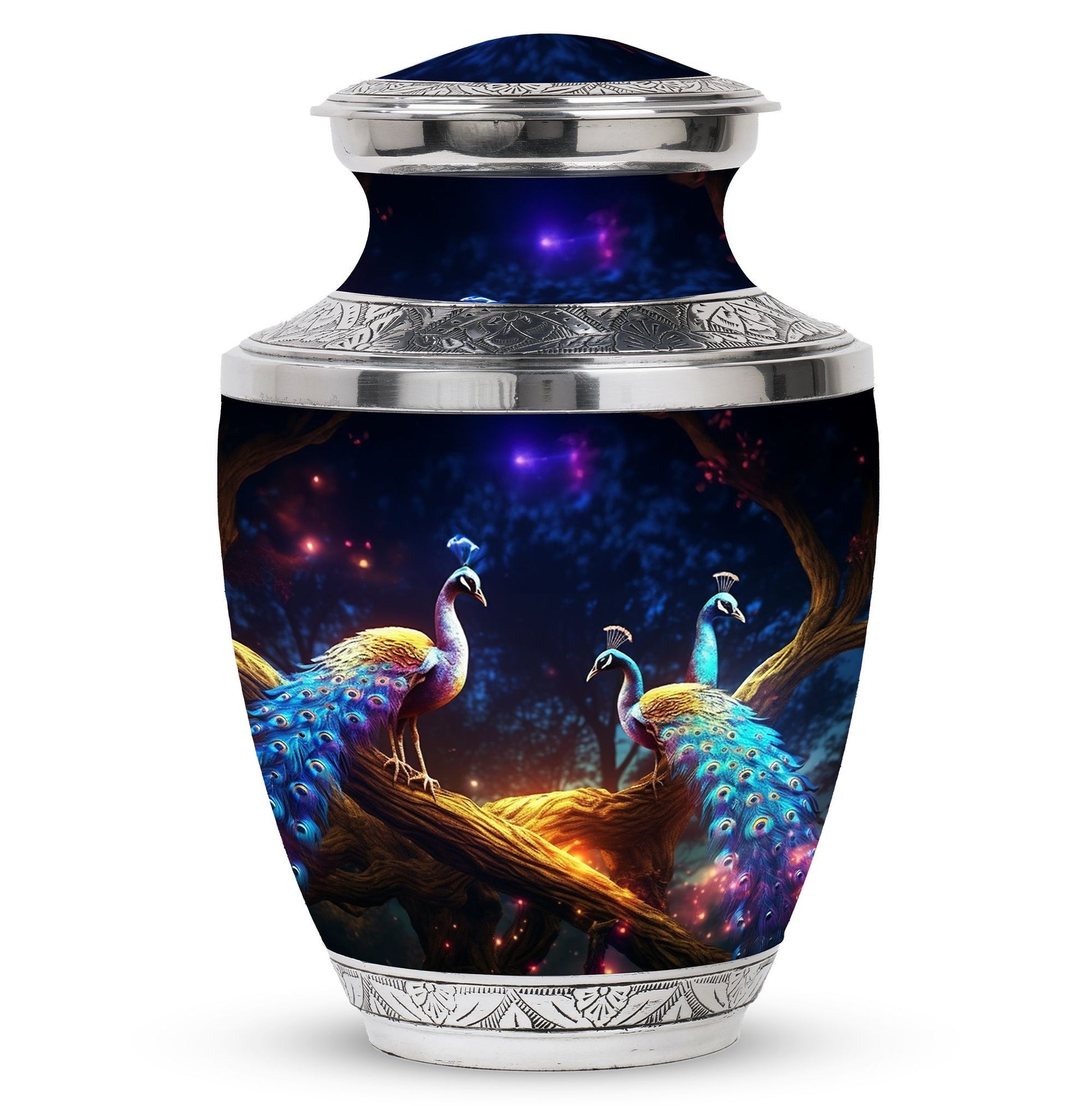 Peacock Due Face Off - Peacock Urn Teardrop Shaped Urns For Ashes