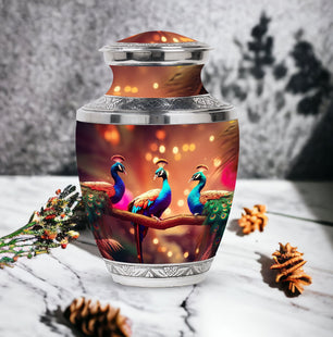 Three Peacock - Peacock Urn Teardrop Shaped Urns For Ashes