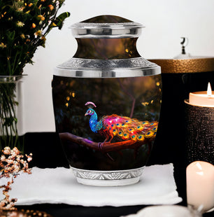 Peacock With Tale - Peacock Urn Teardrop Shaped Urns For Ashes