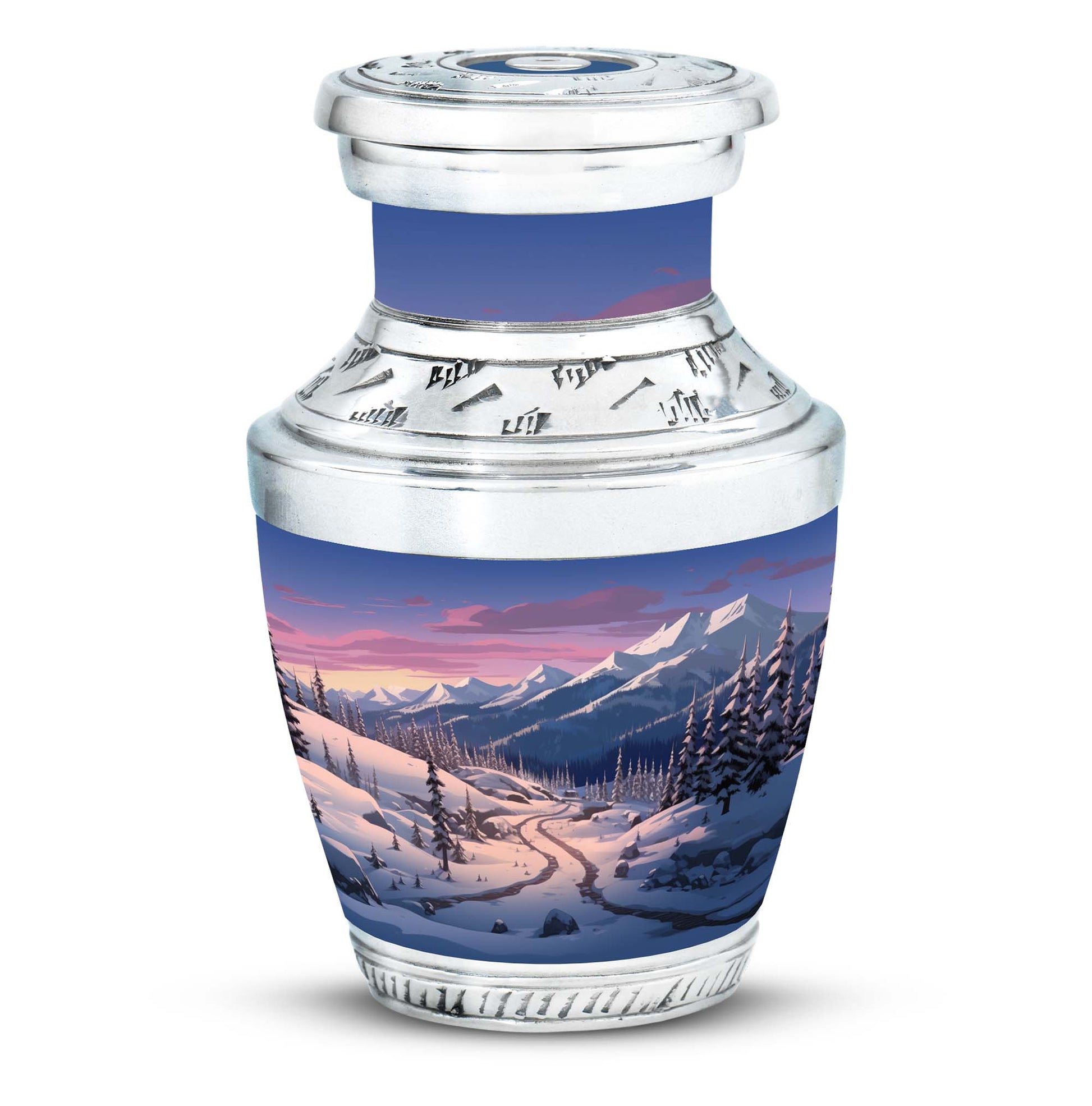 Winter's Graceful Slumber - Northern Lights Teardrop, Heart Shape Urn