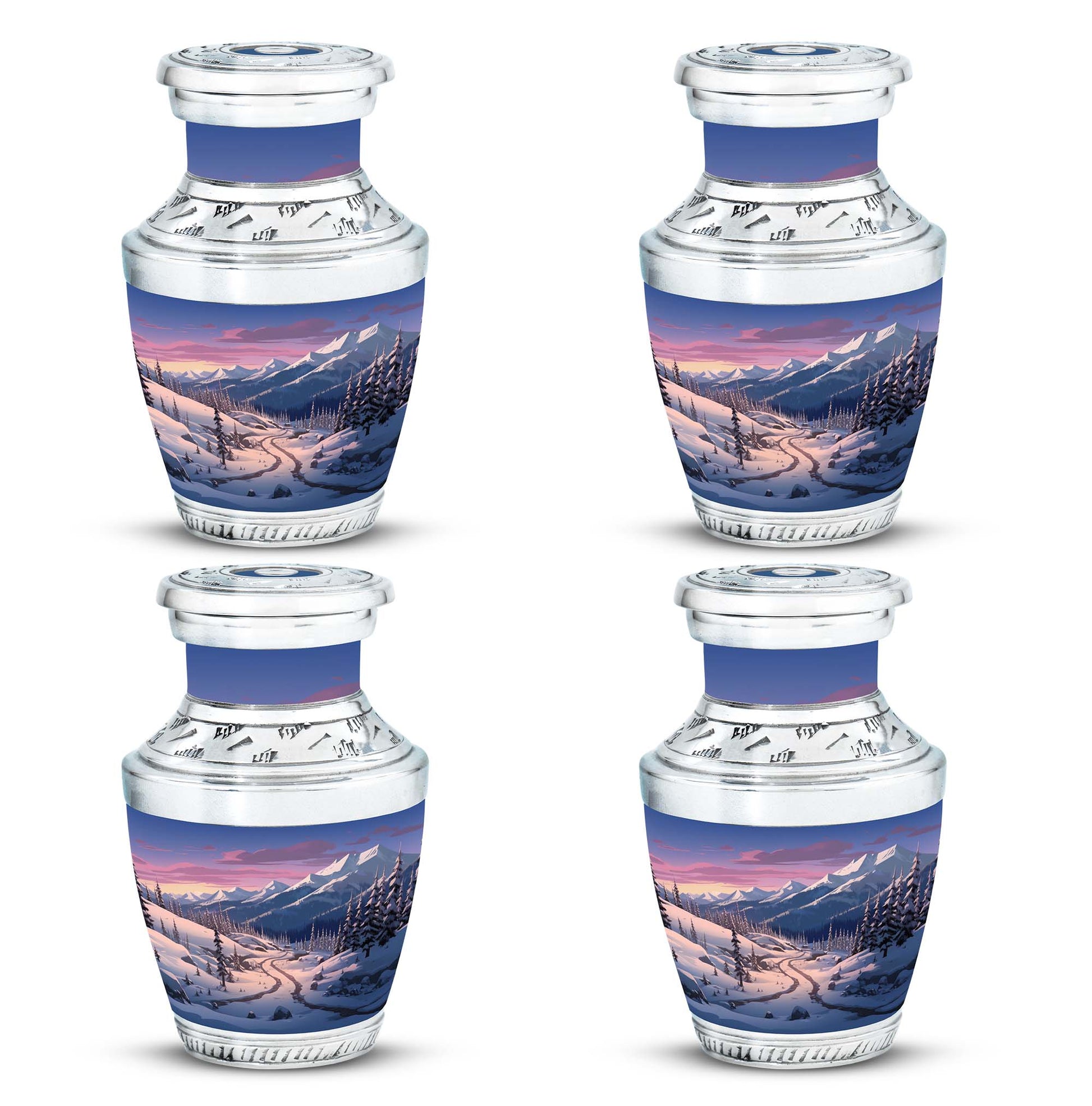 Winter's Graceful Slumber - Northern Lights Teardrop, Heart Shape Urn