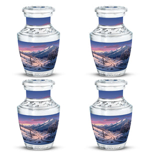 Winter's Graceful Slumber - Northern Lights Teardrop, Heart Shape Urn