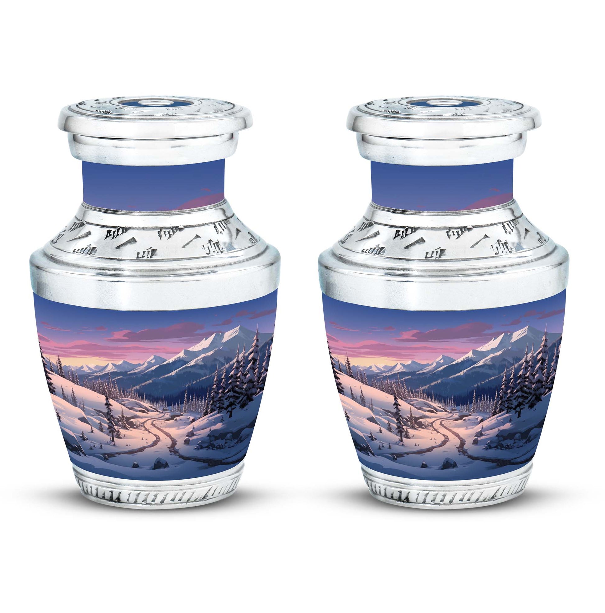 Winter's Graceful Slumber - Northern Lights Teardrop, Heart Shape Urn