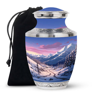Winter's Graceful Slumber - Northern Lights Teardrop, Heart Shape Urn