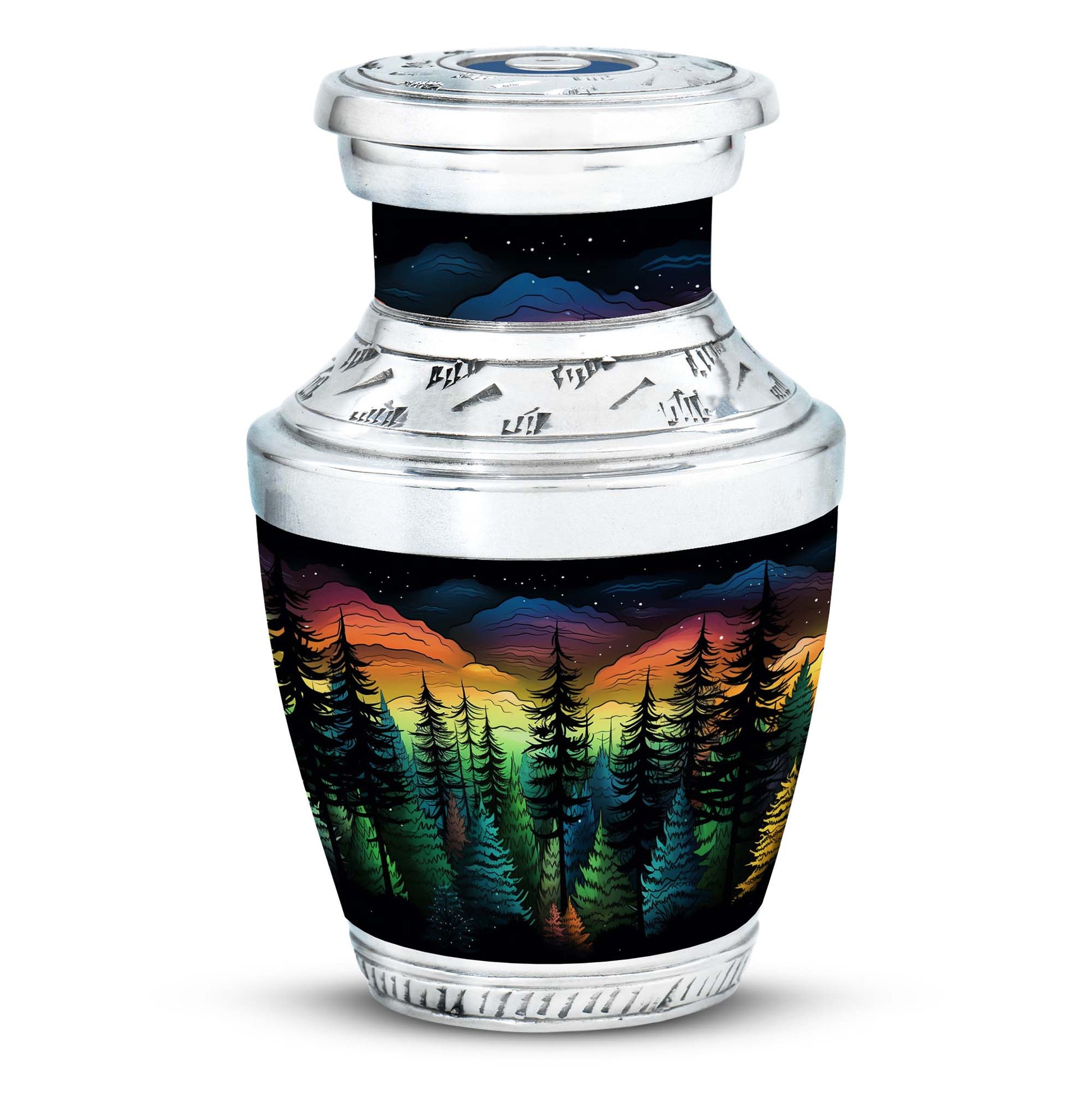 The Forest's Hues - Northern Light Large Teardrop, Heart Urn For Ashes