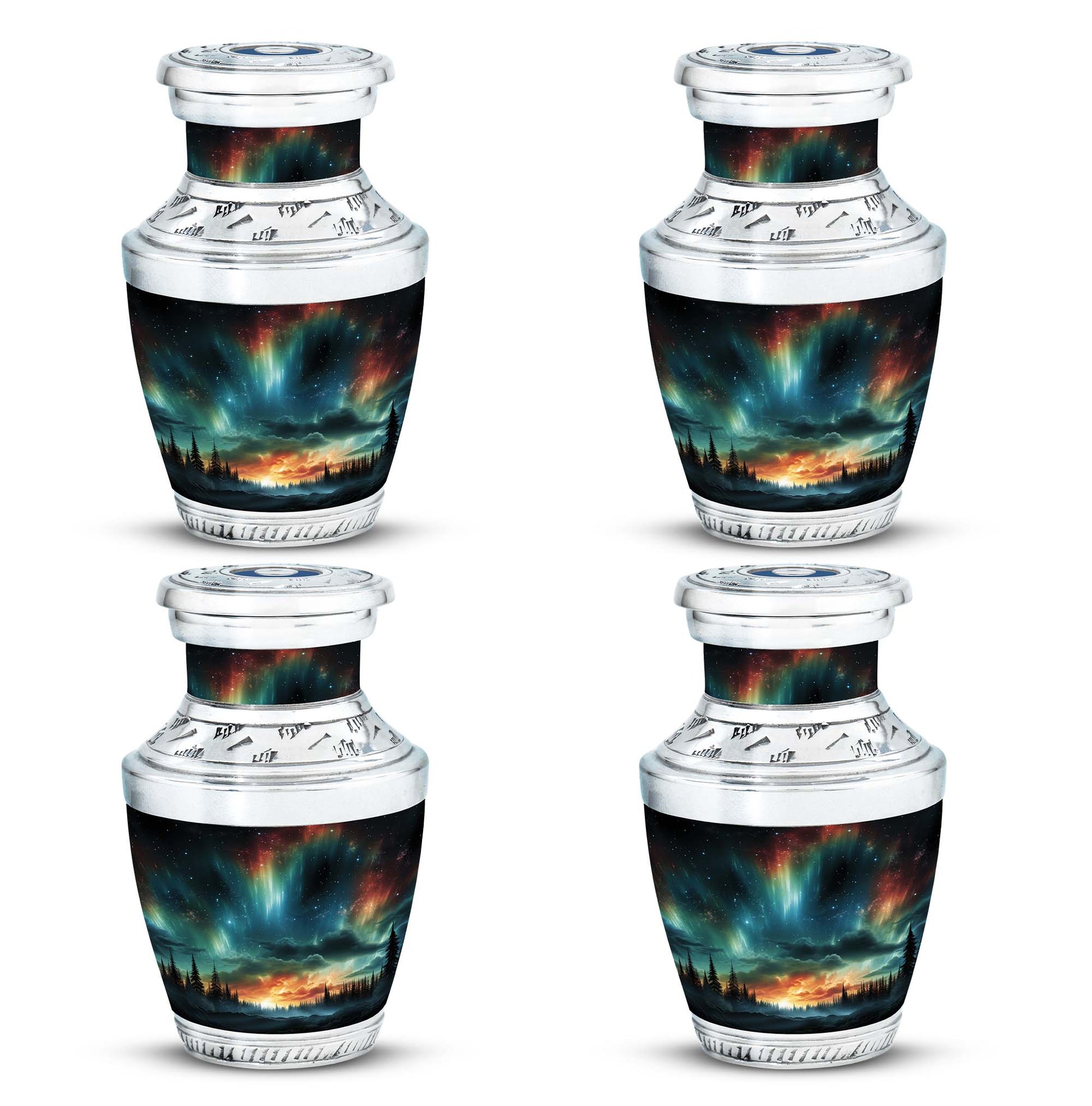 The Forest's Luminous Veil - Northern Lights Teardrop, Heart Shape Urn