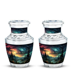 Enchanted Forest - Northern Lights Large Teardrop, Heart Urn For Ashes