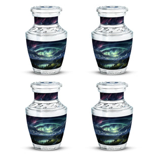 Serene Mountain Lake - Northern Lights Teardrop, Heart Cremation Urn