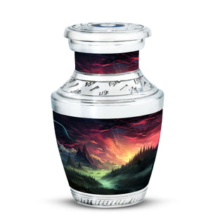 Sunset In The Mountains - Northern Lights Teardrop, Heart Shape Urn