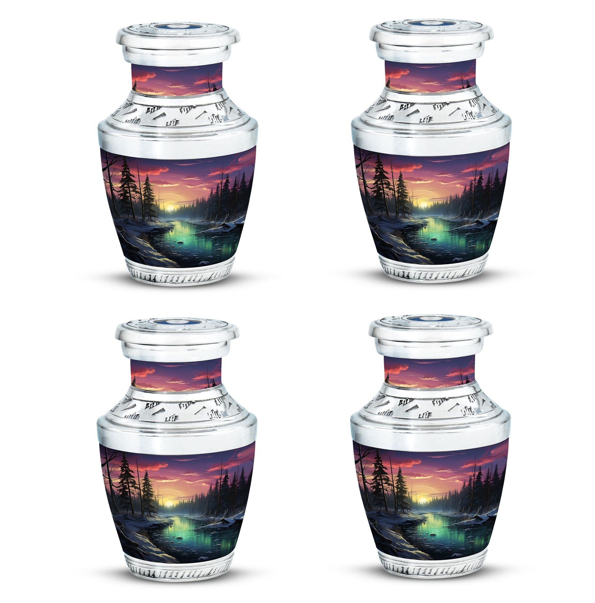 Glow On A Frozen Creek - Northern Lights Teardro Urn For Ashes