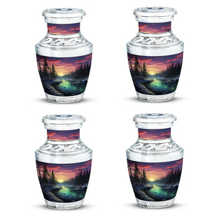 Glow On A Frozen Creek - Northern Lights Teardro Urn For Ashes