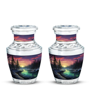 Glow On A Frozen Creek - Northern Lights Teardro Urn For Ashes