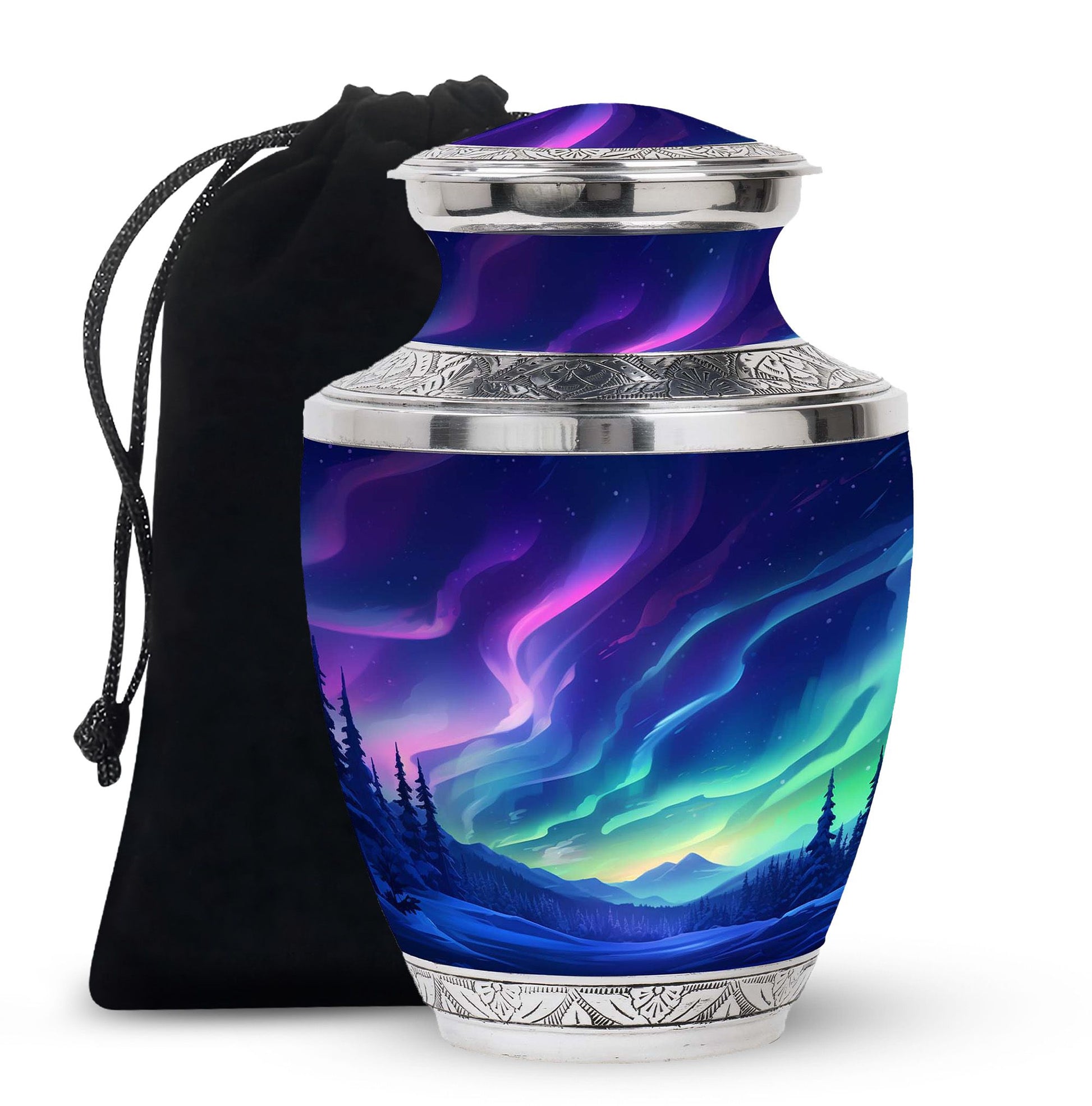 Aurora Borealis - Northern Lights Teardrop, Heart Shape Urn