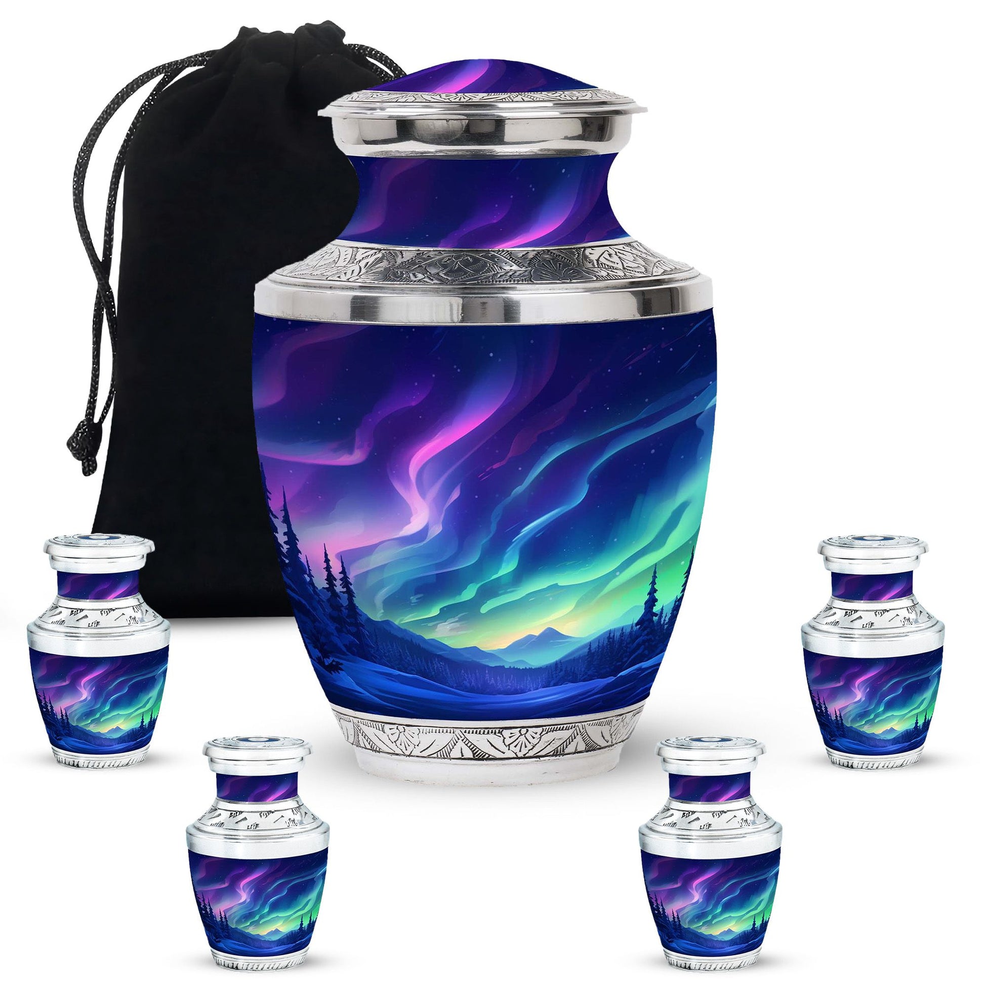 Aurora Borealis - Northern Lights Teardrop, Heart Shape Urn