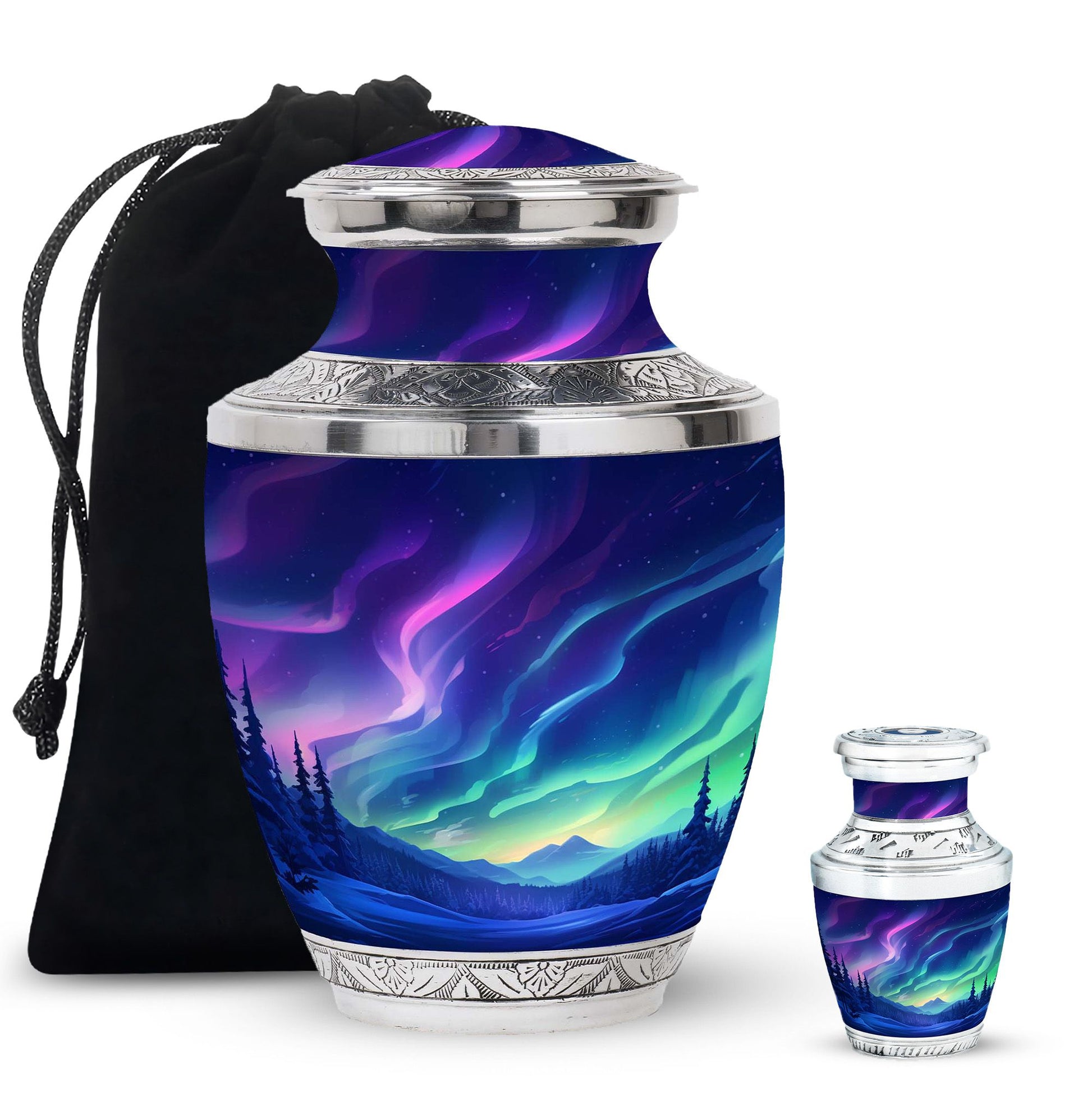 Aurora Borealis - Northern Lights Teardrop, Heart Shape Urn