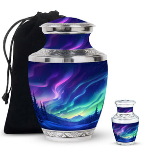Aurora Borealis - Northern Lights Teardrop, Heart Shape Urn